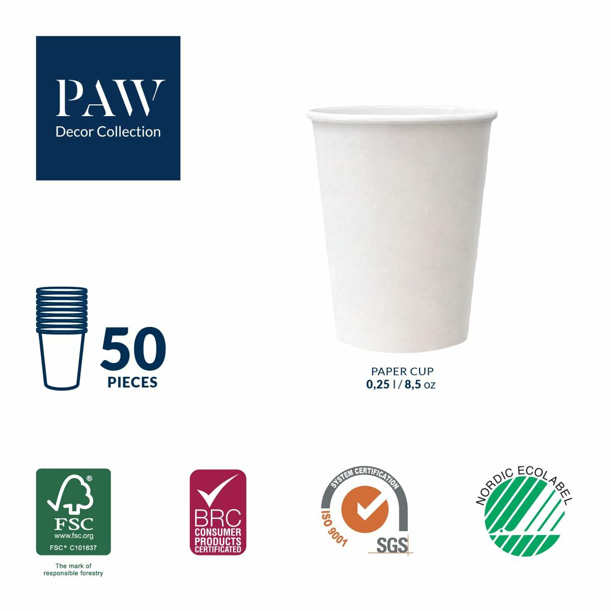 PAW 50-Pack Disposable Paper Cups 8.5oz Hot & Cold Ice Cream Theme