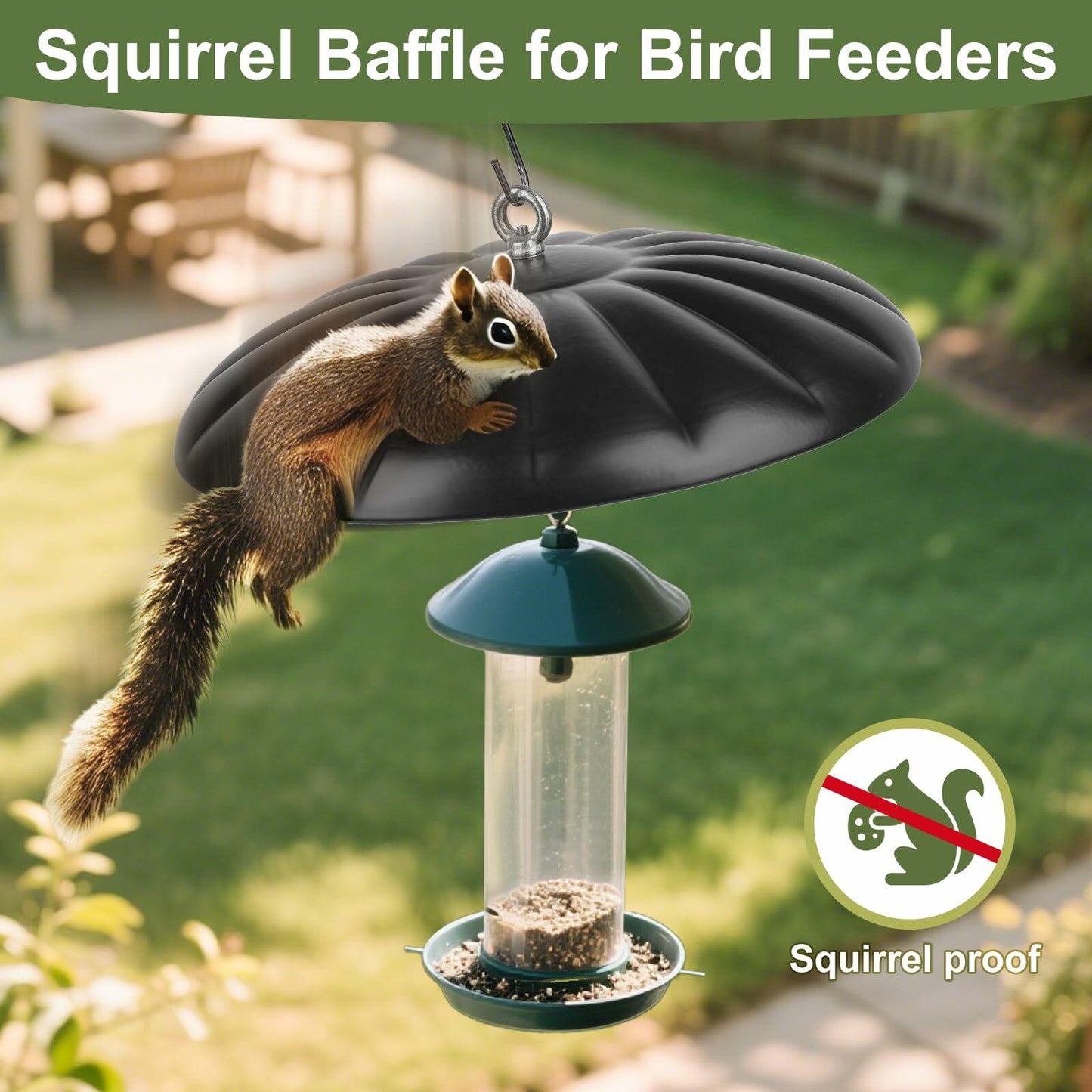 KIMERSE Metal Squirrel Baffle Bird Feeder Cover 13” Weather Guard Dome