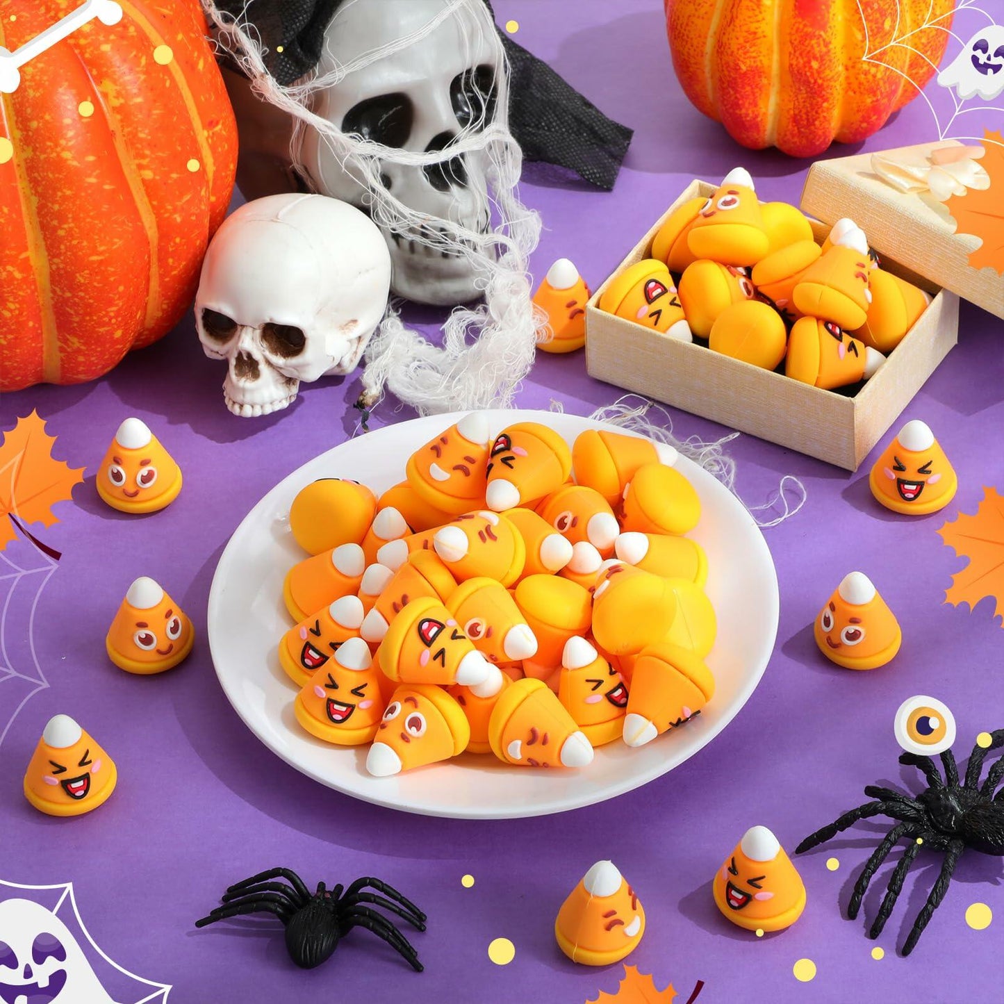 Simgoing 60PCS Halloween Mini Candy Corn Decorations Fall DIY Vase Filler