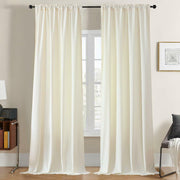 Joydeco White Velvet Blackout Curtains 90” 2 Panels Thermal Insulated Drapes