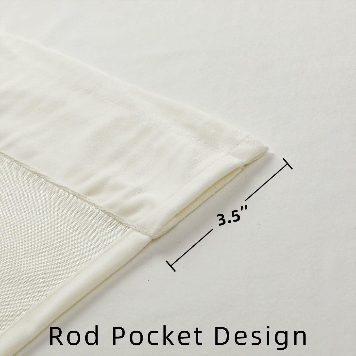 Joydeco White Velvet Blackout Curtains 90” 2 Panels Thermal Insulated Drapes