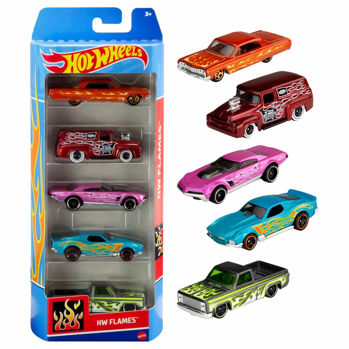 Hot Wheels 1:64 Die-Cast Toy Cars 5-Pack Hot Rods Race Trucks (Styles Vary)