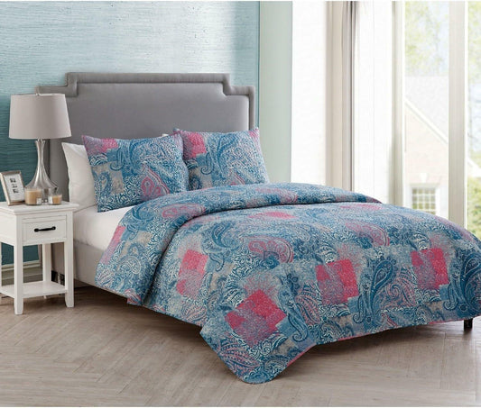 VCNY Home King Quilt 3-Piece Bed Set Caroline Taupe Lightweight Comforter