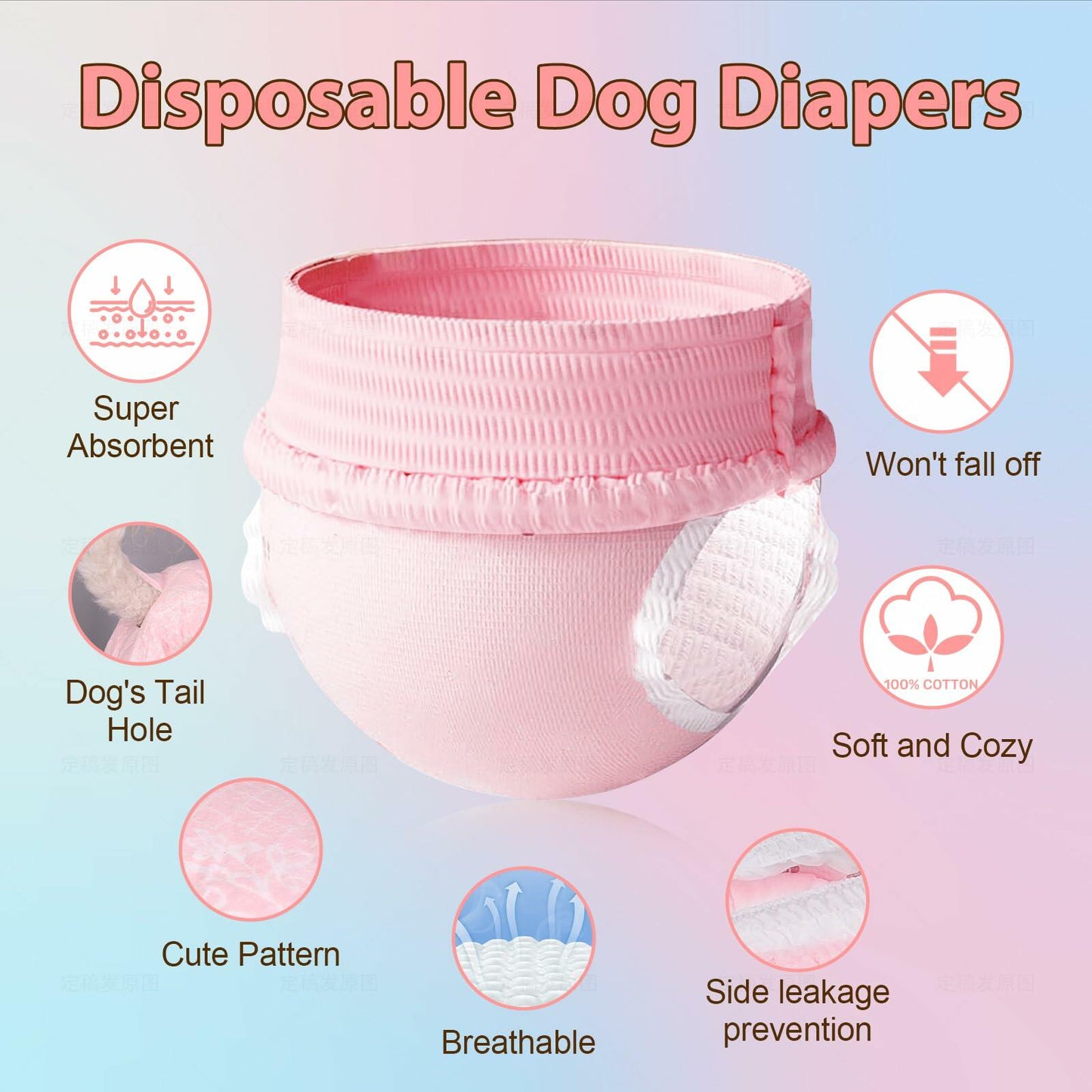 Ambreview Female Dog Diapers 10pcs Medium Pull-Up Leak Proof Absorbent