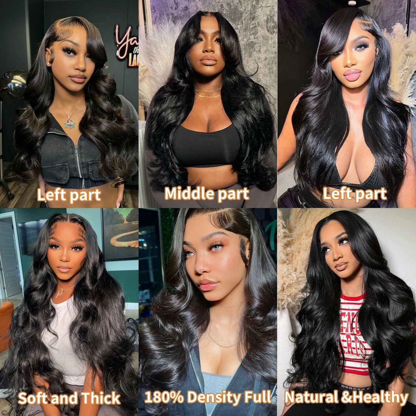 Qunali 13x4 HD Lace Front Human Hair Wig Body Wave 180% Density 22”
