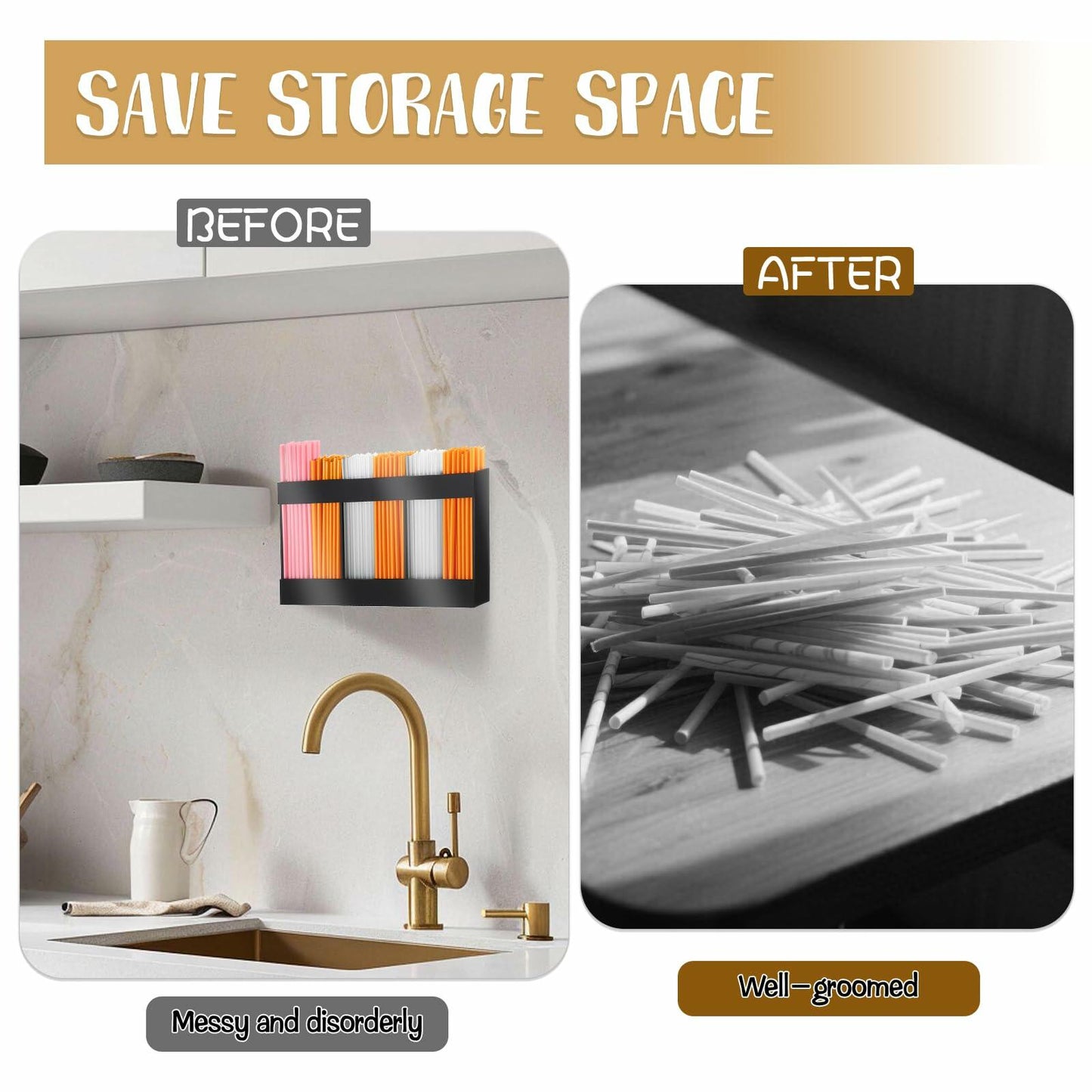 Acrylic Straw Holder 6-Compartment Organizer Gray | Cabinet or Counter Mount