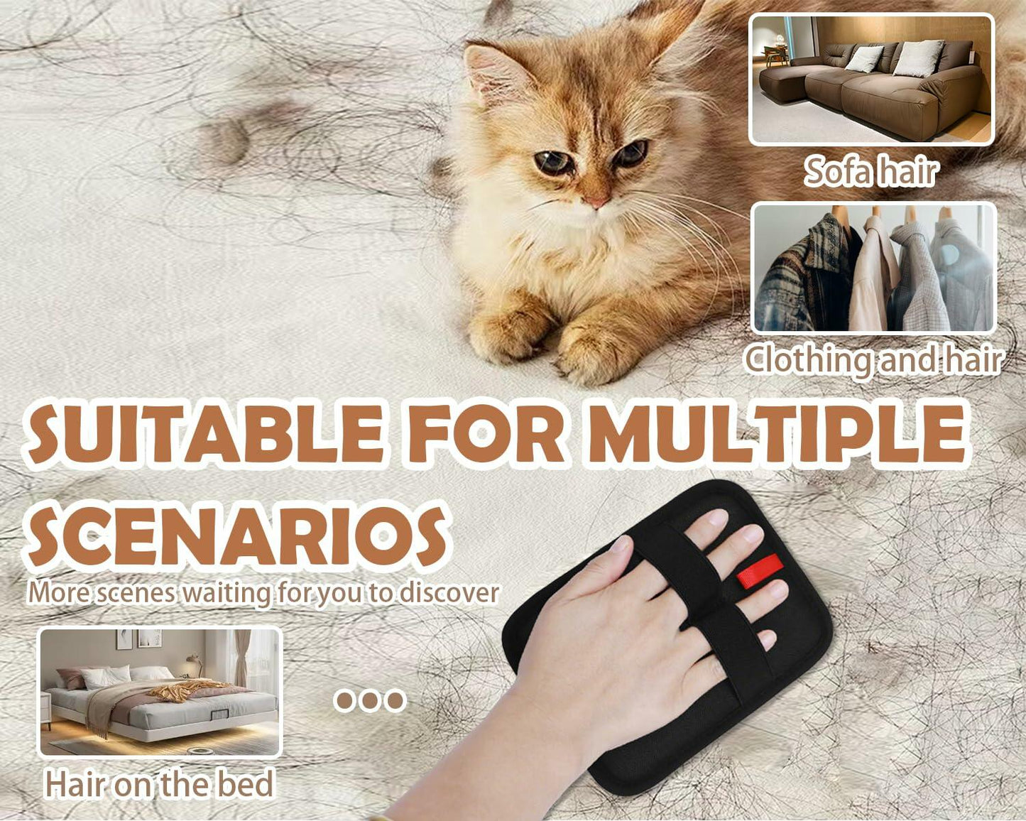 DLIOJHL Pet Hair Removal Gloves Cat & Dog Hair Cleaner Black Red