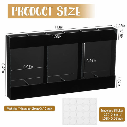 Acrylic Straw Holder 6-Compartment Organizer Gray | Cabinet or Counter Mount