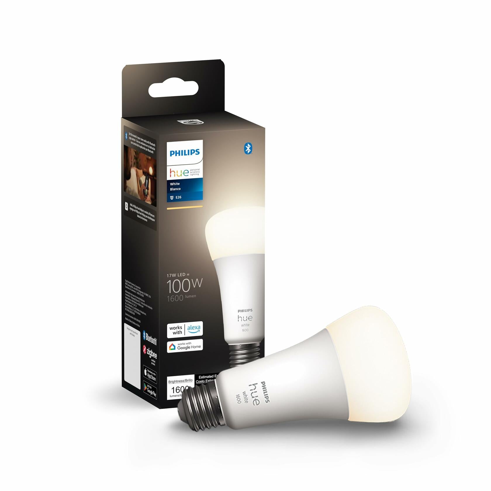 Philips Hue 100W A21 LED Bulb Soft White 160LM E26 Smart 1-Pack Alexa/Google