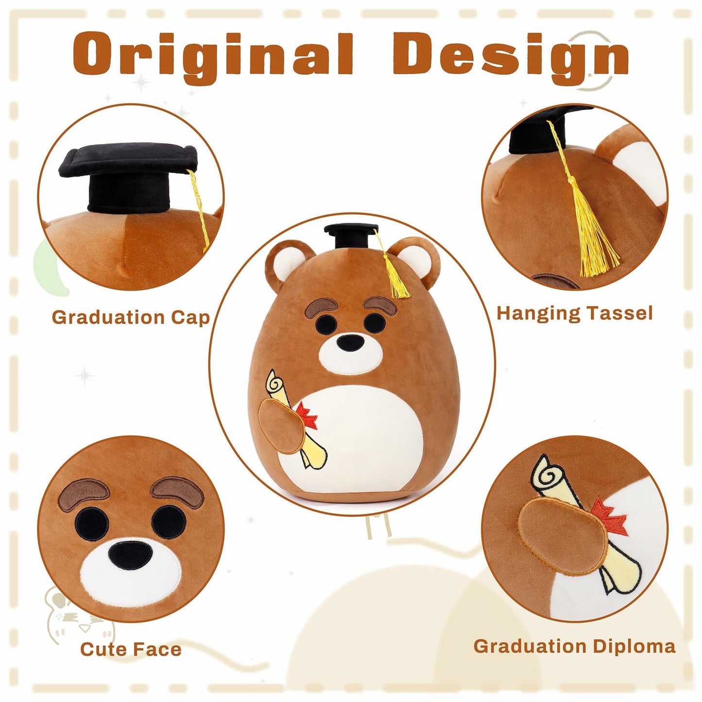 OurHonor Graduation Bear Plush with Mini Cap Stuffed Animal Gift for Kids