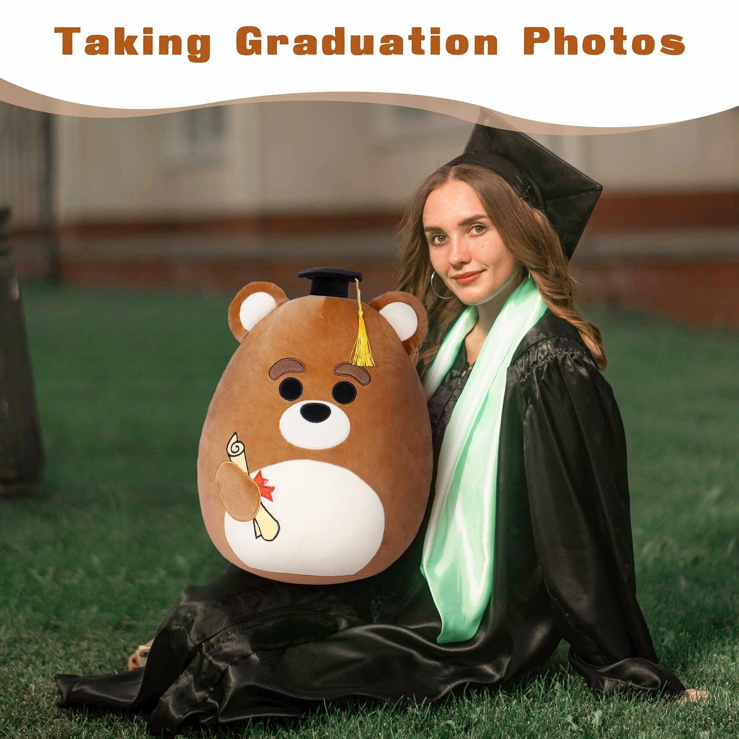 OurHonor Graduation Bear Plush with Mini Cap Stuffed Animal Gift for Kids
