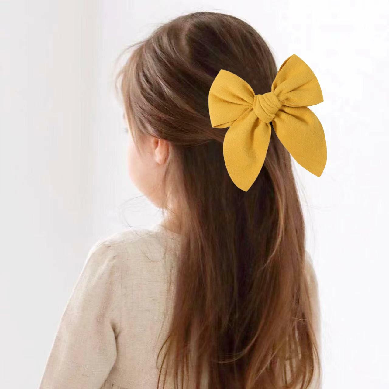 BOENBE LOVED Satin Ribbon Bows Hair Clips for Toddlers, Kids & Teens Red