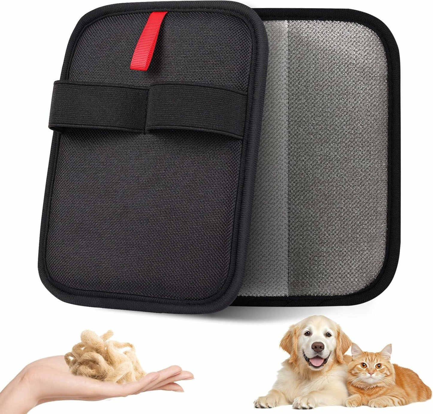 DLIOJHL Pet Hair Removal Gloves Cat & Dog Hair Cleaner Black Red