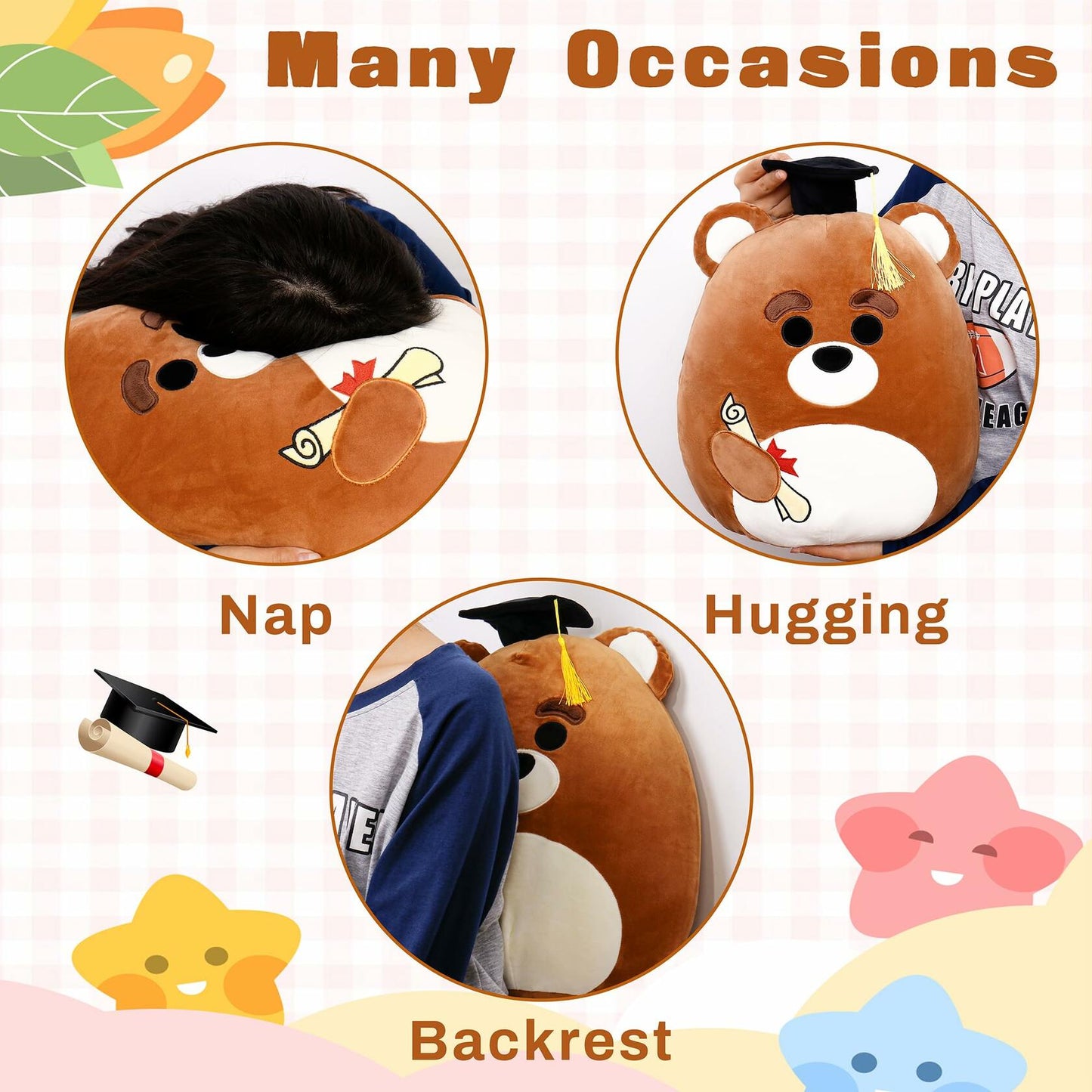 OurHonor Graduation Bear Plush with Mini Cap Stuffed Animal Gift for Kids