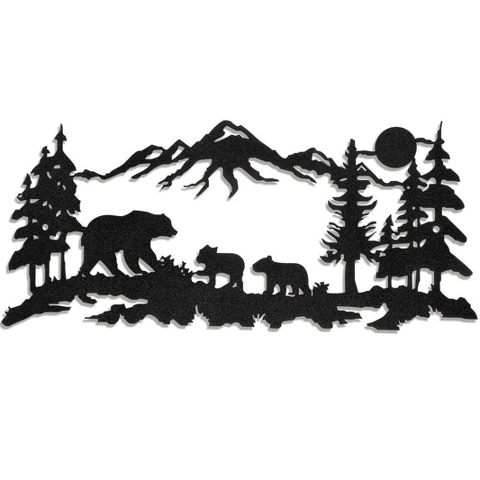 Moxweyeni Metal Bear Wall Art Rustic Forest Mountain Woodland Decor