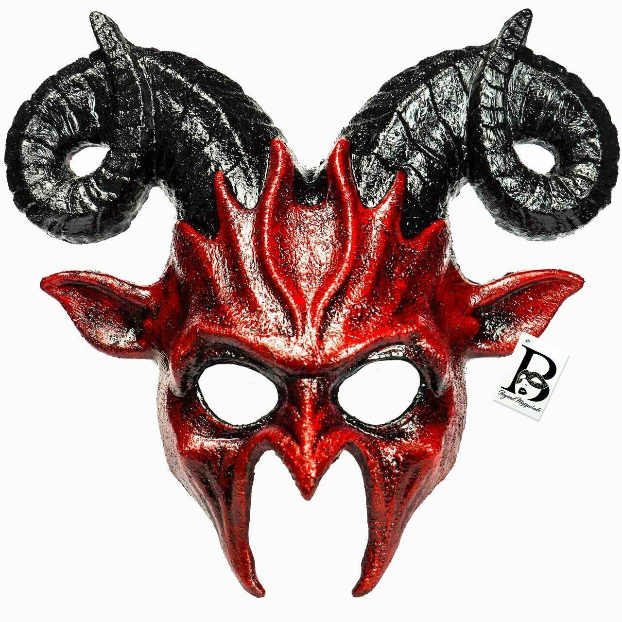MCJC Devil Goat Horned Mask Adult Half Face Halloween Cosplay 4 Colors