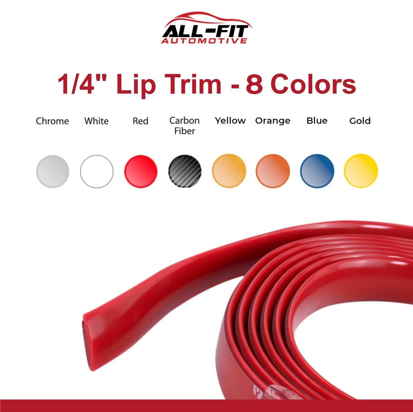 All-Fit Automotive Lip Trim 10ft x ¼” Orange Universal Fit Car Exterior