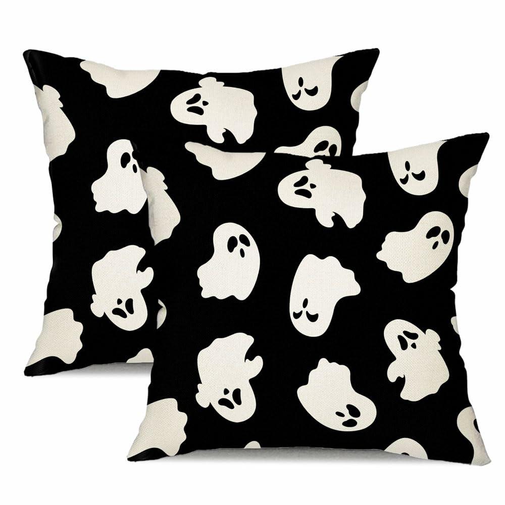DFXSZ Halloween Pillow Covers Set of 2 16x16 Ghost Decor Black