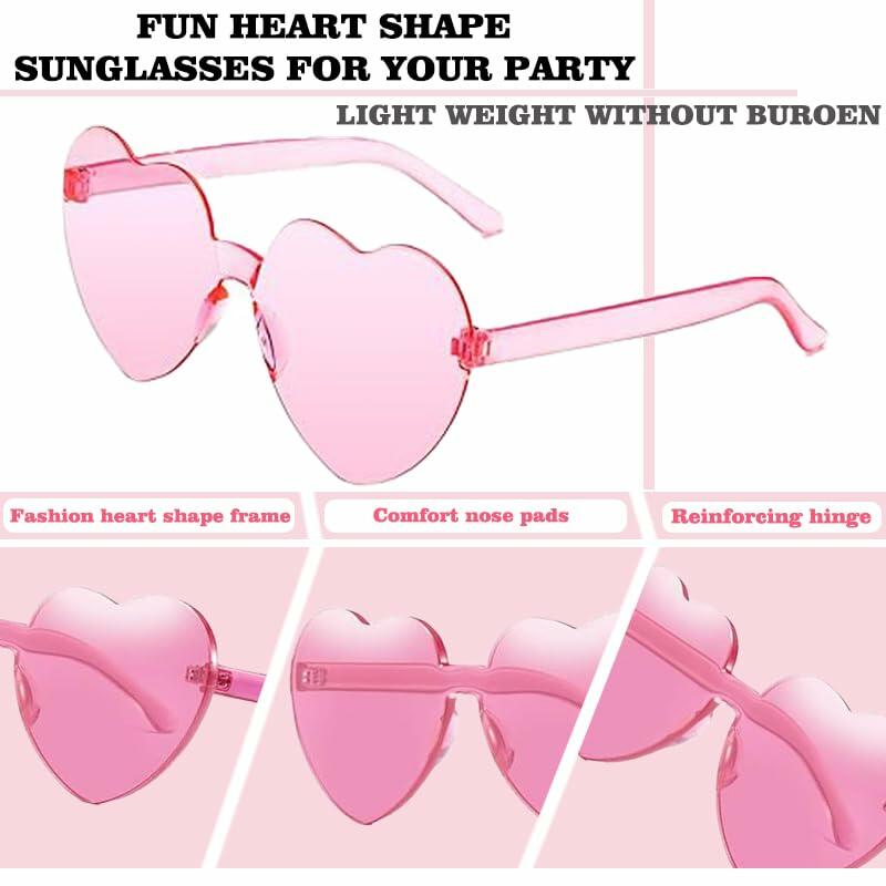 12 Pairs Heart Shaped Sunglasses Kids Rimless Party Favor Bride Bachelorette