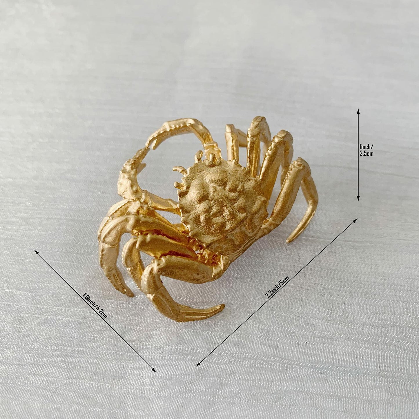 Tricune Gold Crab Sculpture Solid Metal Mini Figurine Home Office Garden Decor