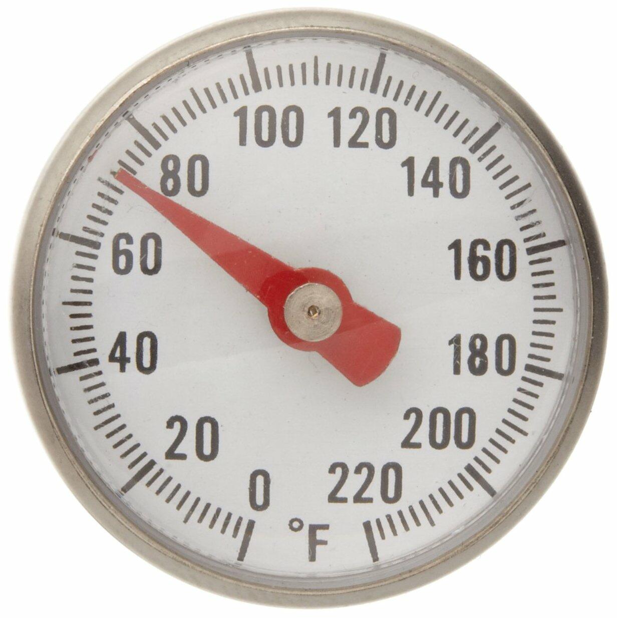 Supco ST02 Stainless Steel Pocket Dial Thermometer 5in Stem 0-220F
