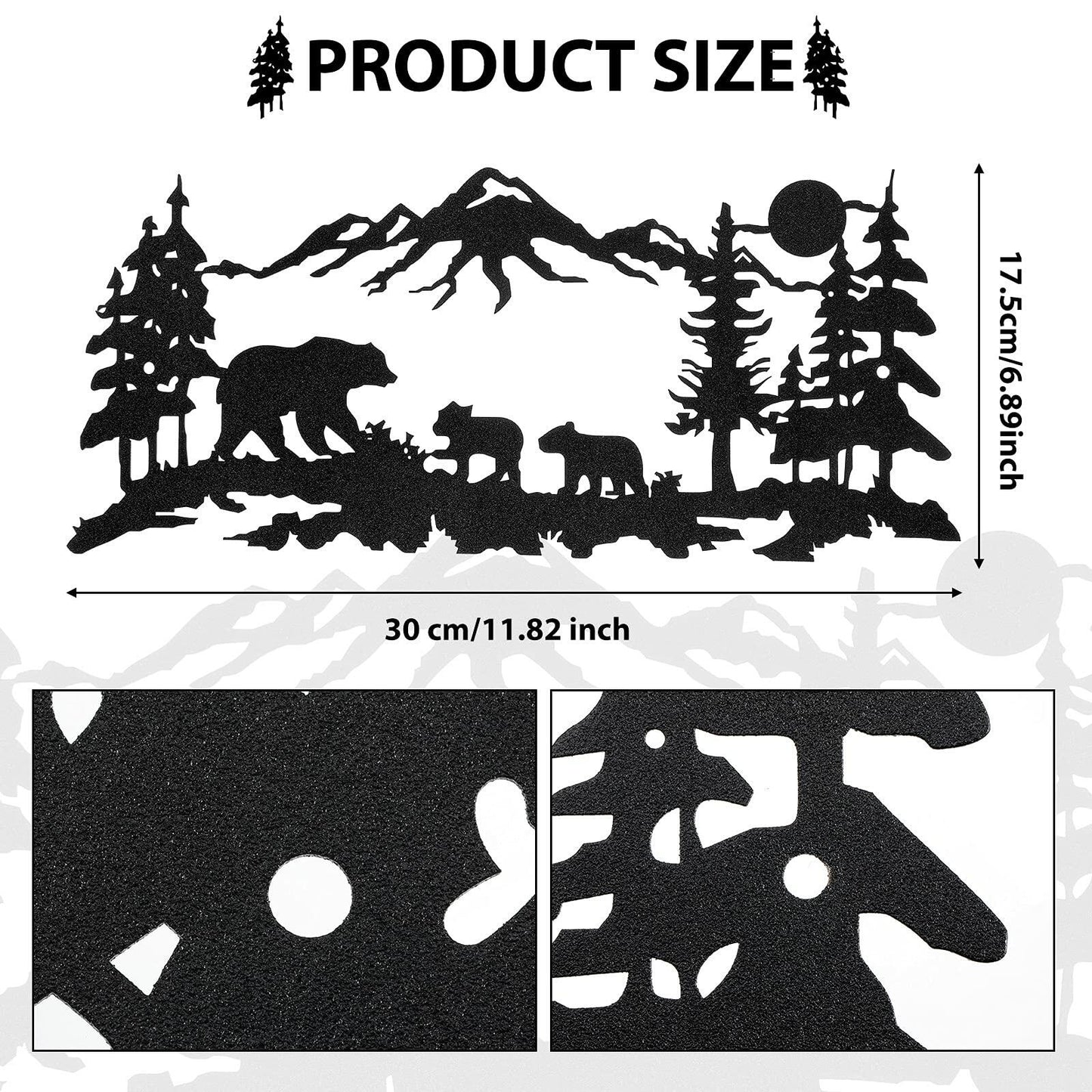 Moxweyeni Metal Bear Wall Art Rustic Forest Mountain Woodland Decor