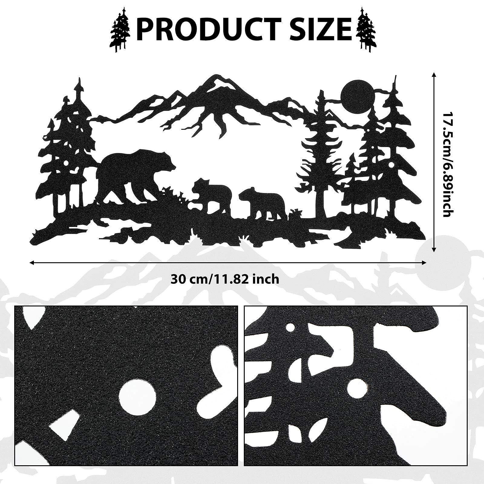 Moxweyeni Metal Bear Wall Art Rustic Forest Mountain Woodland Decor