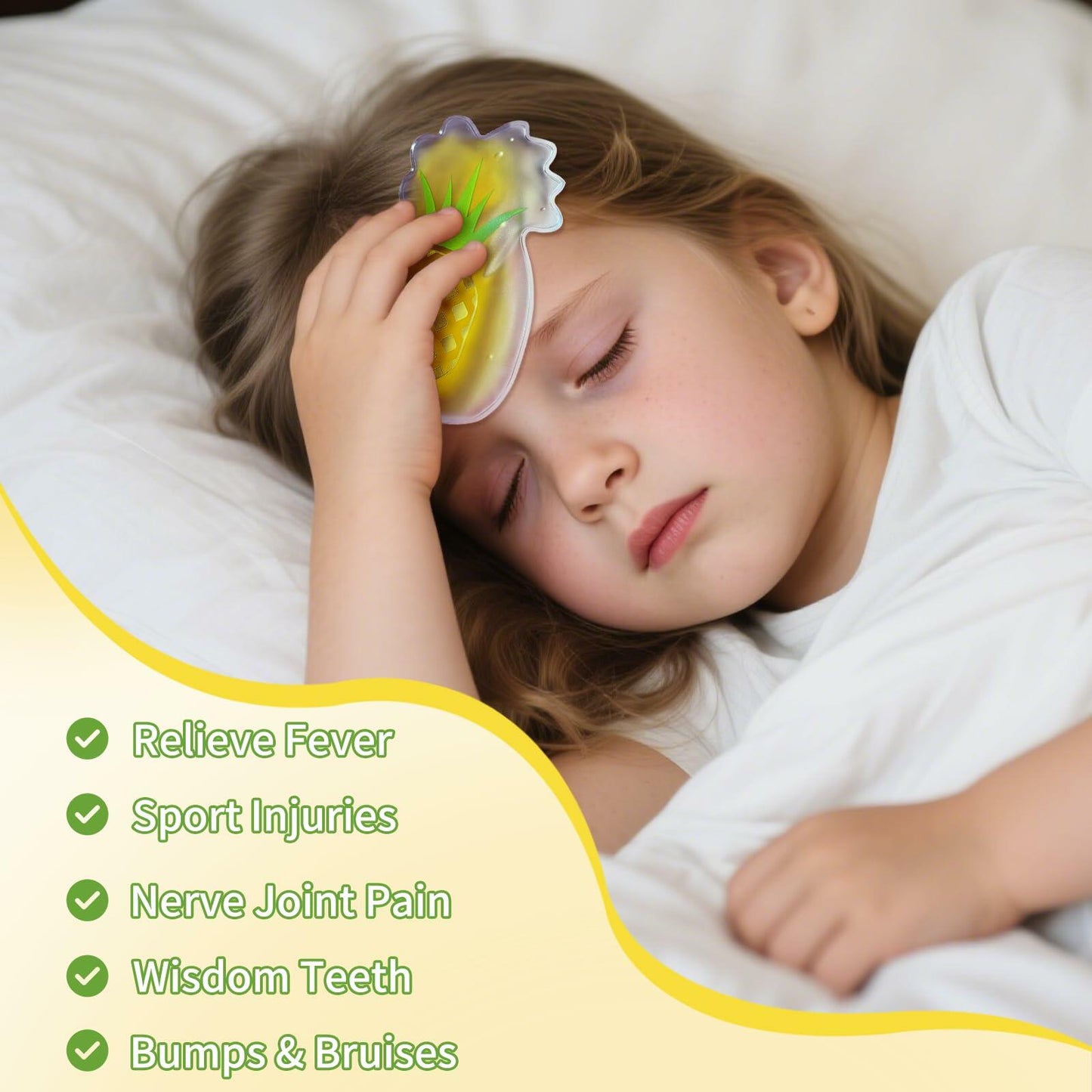 Kid Ice Packs 4PCS Pineapple Gel Reusable Boo Boo Cold Pack Head Shoulders Feet