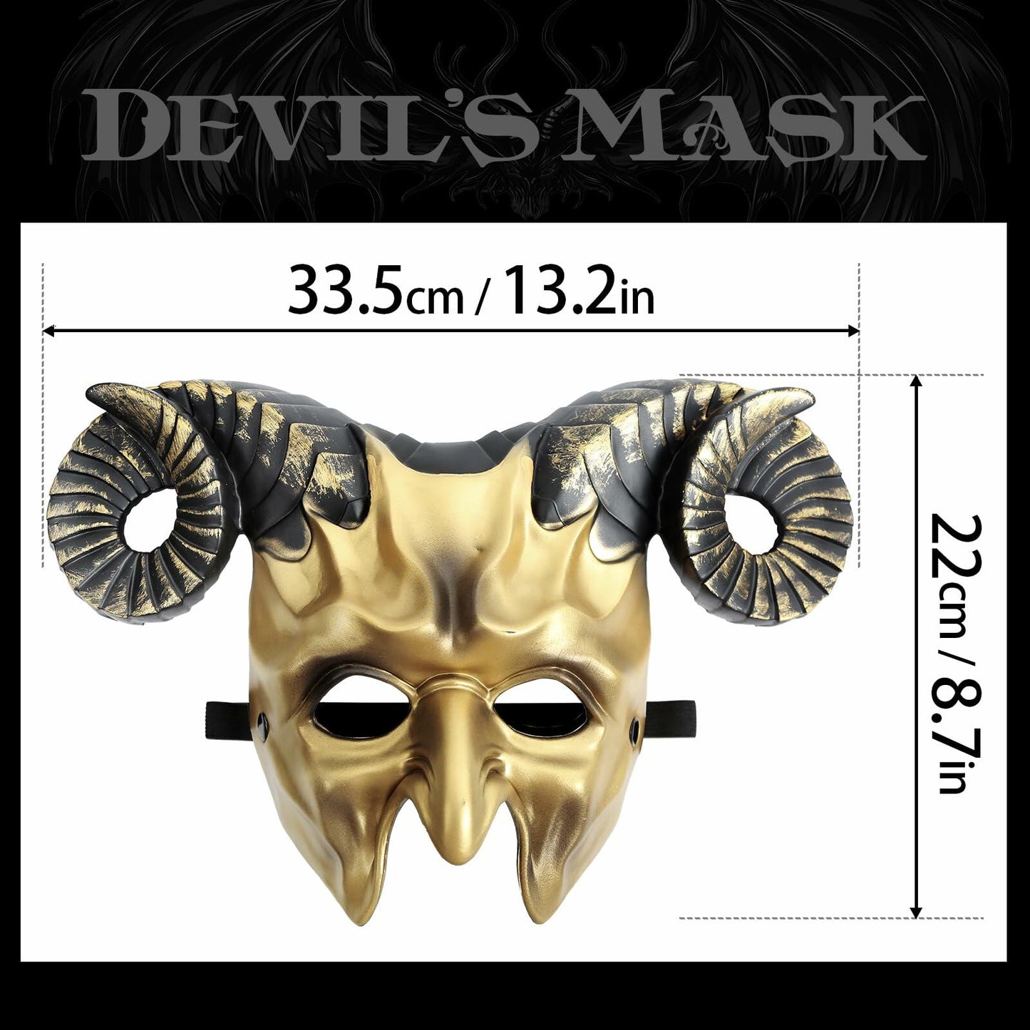 MCJC Devil Goat Horned Mask Adult Half Face Halloween Cosplay 4 Colors