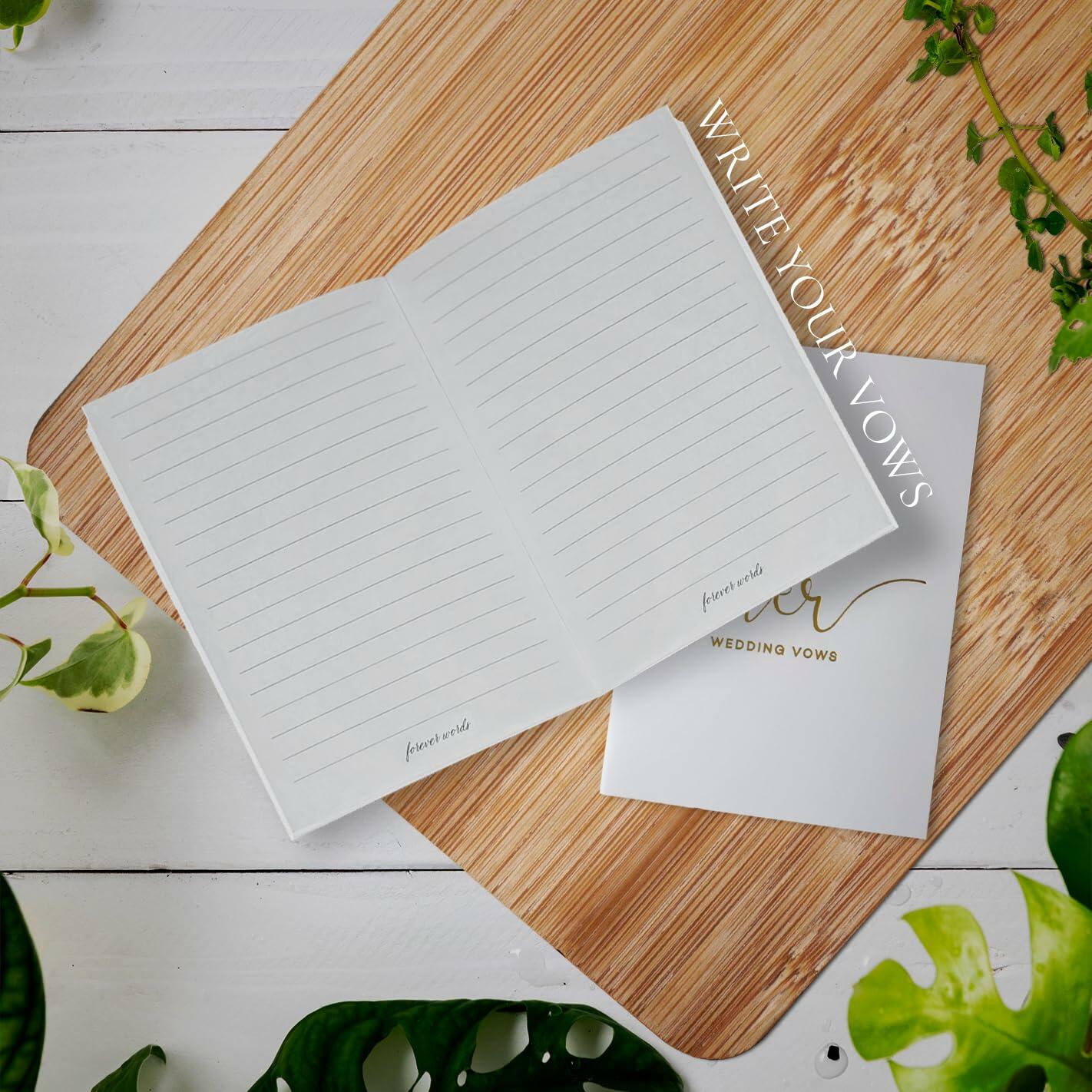 Evoware His & Hers Vow Books Set of 2 Silver Rose Gold Pens 28 Pages