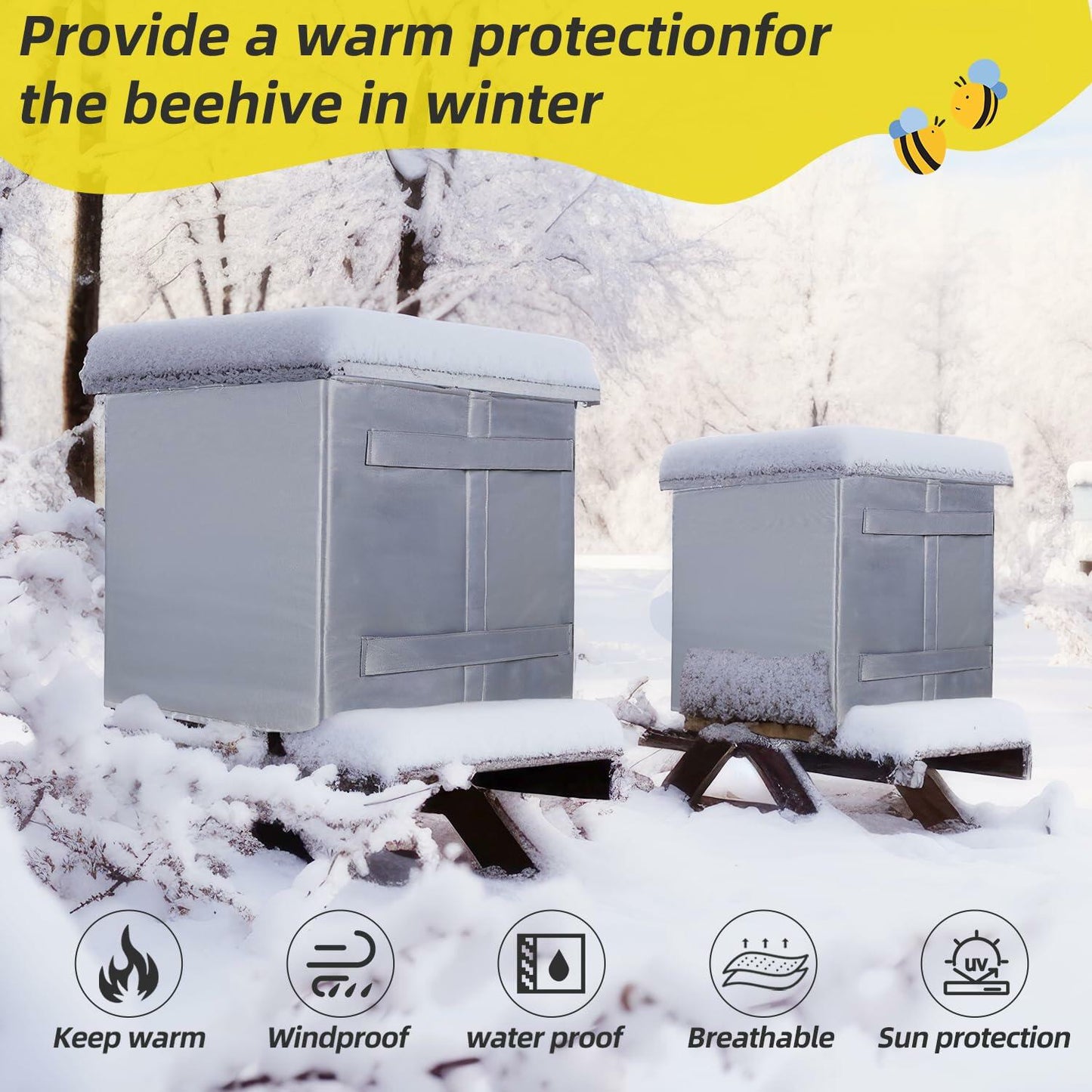 Adjustable Beehive Wrap Winter 8-10 Frame Insulated Bee Hive Cover Reusable