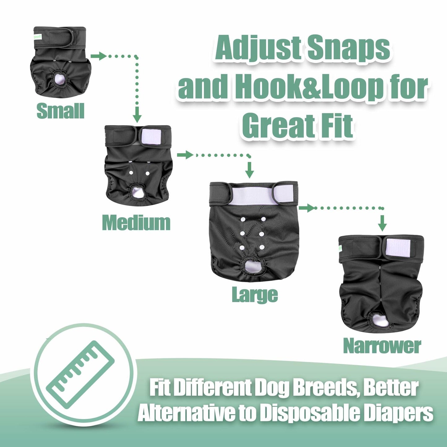 wegreeco Washable Female Dog Diapers 3-Pack Reusable Large Black