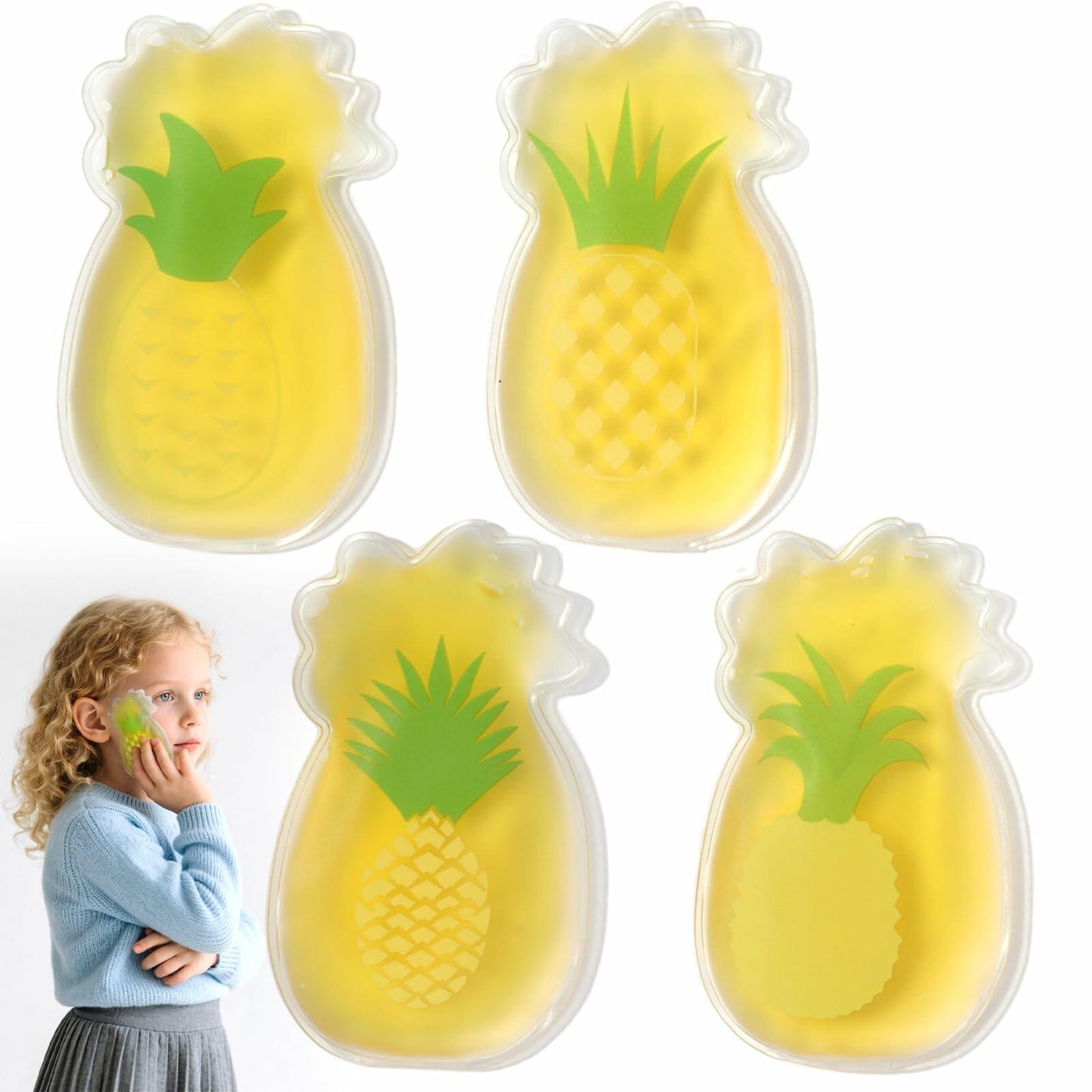 Kid Ice Packs 4PCS Pineapple Gel Reusable Boo Boo Cold Pack Head Shoulders Feet