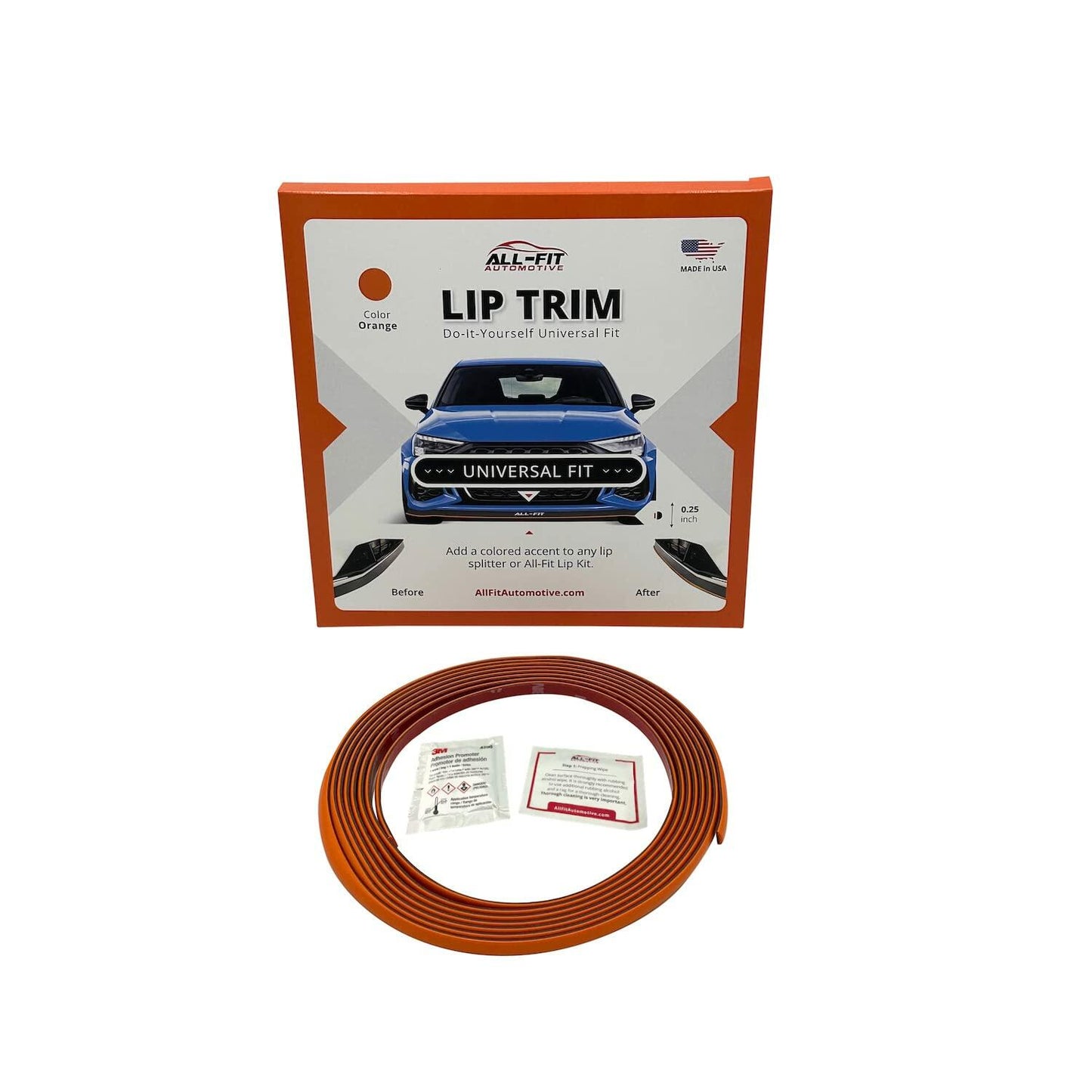 All-Fit Automotive Lip Trim 10ft x ¼” Orange Universal Fit Car Exterior