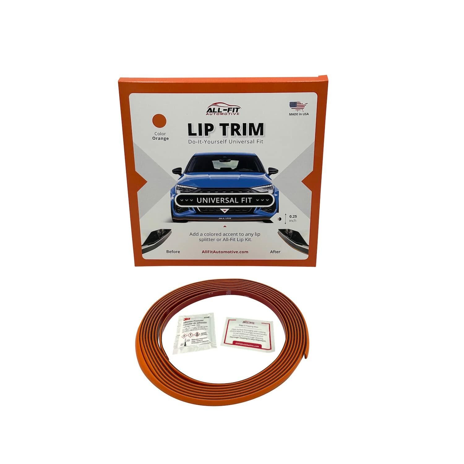 All-Fit Automotive Lip Trim 10ft x ¼” Orange Universal Fit Car Exterior