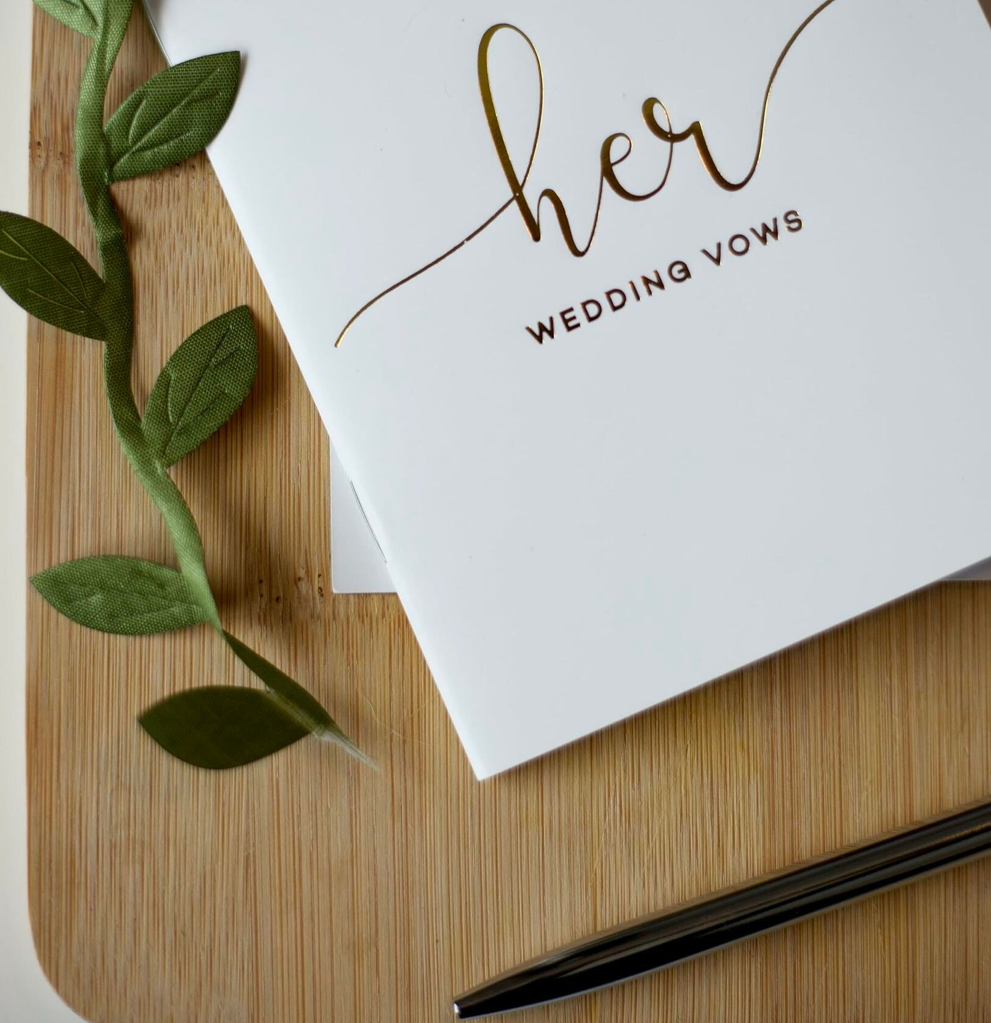 Evoware His & Hers Vow Books Set of 2 Silver Rose Gold Pens 28 Pages