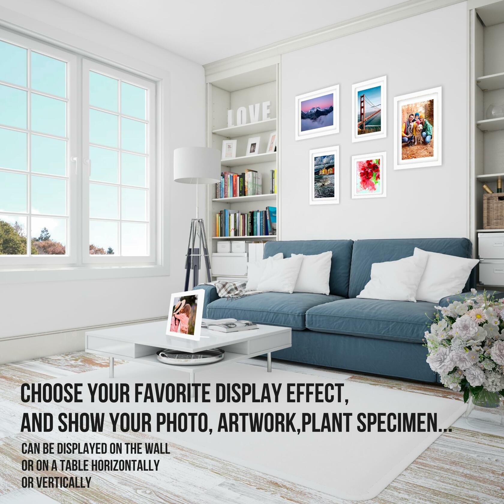 Glass Floating Frames 3 Pcs - Two Sided Square Frames with UV Protection