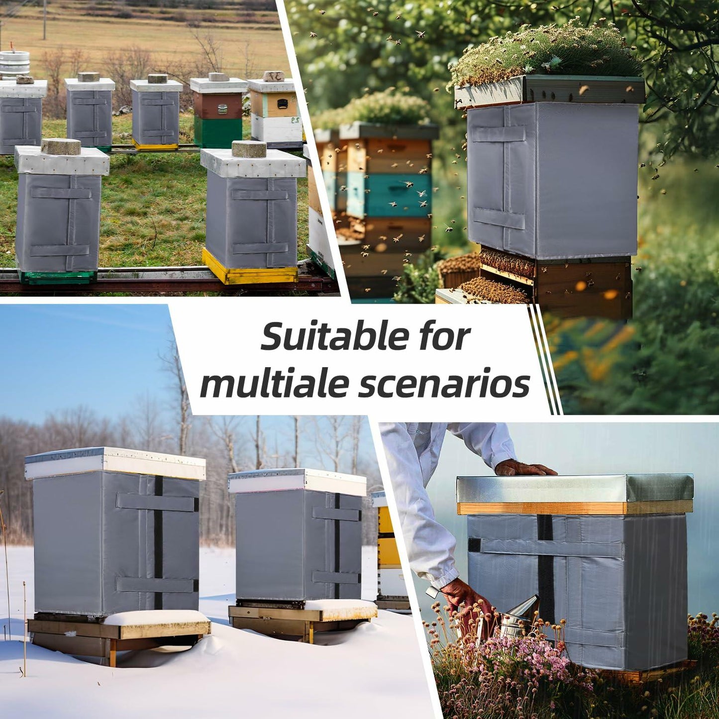 Adjustable Beehive Wrap Winter 8-10 Frame Insulated Bee Hive Cover Reusable