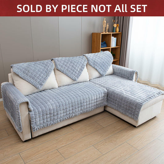 TAOMOCASTL Velvet Sectional Couch Cover Non Slip Sofa Protector Gray 36x36