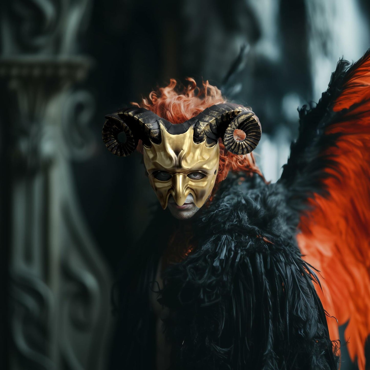 MCJC Devil Goat Horned Mask Adult Half Face Halloween Cosplay 4 Colors