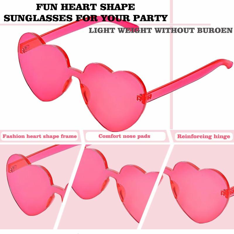 12 Pairs Heart Shaped Sunglasses Kids Rimless Party Favor Bride Bachelorette