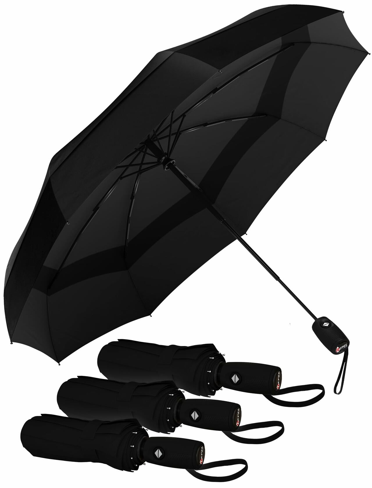 Windproof Travel Umbrella Auto Open Compact Strong Folding Rain Sun