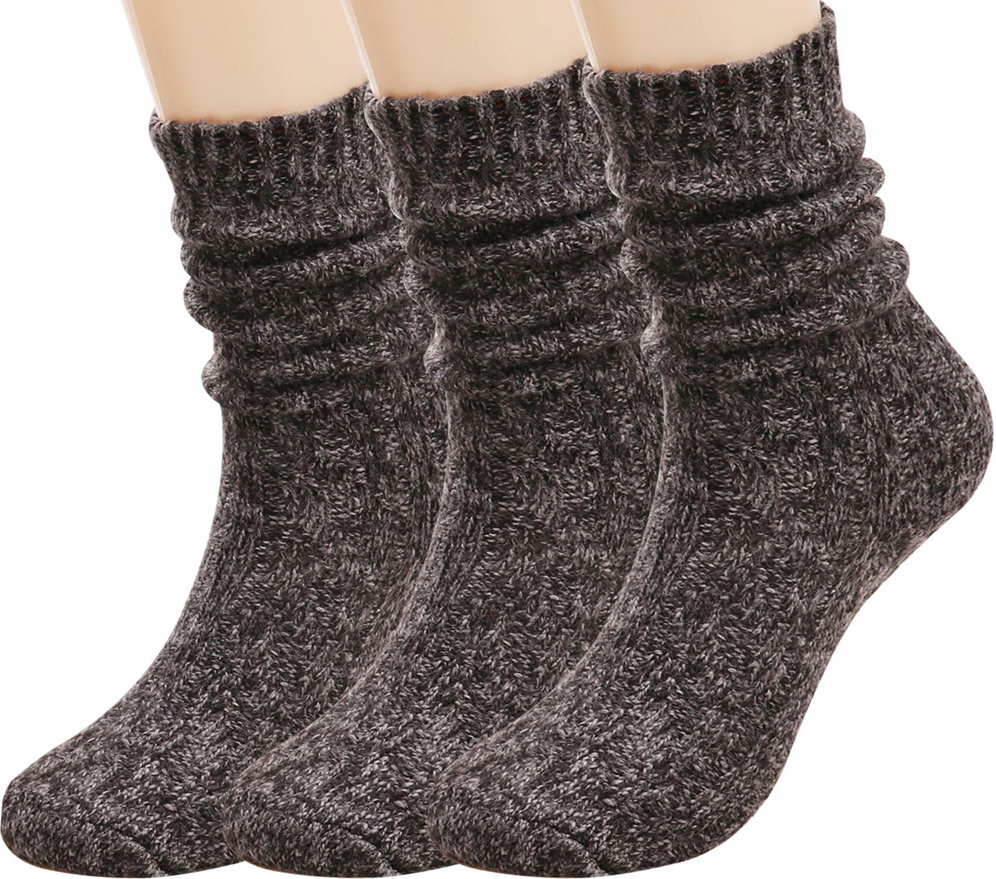 3 Pairs Women Winter Knee High Boot Socks Cable Knit Size 5-11