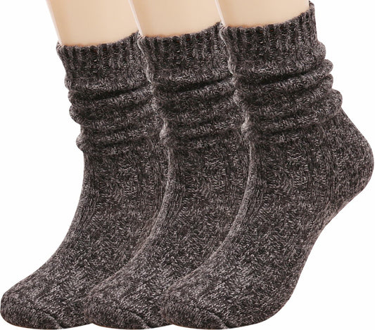 3 Pairs Women Winter Knee High Boot Socks Cable Knit Size 5-11