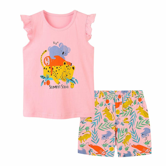 Zlwse Toddler Girls Summer Outfit Cotton Tank Top & Shorts Set 2T-7Y
