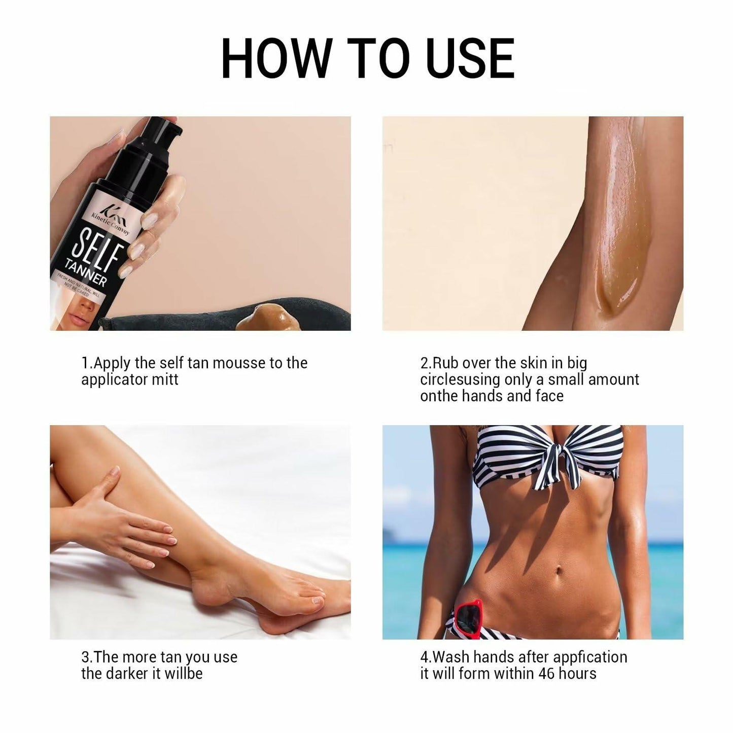 Kinetic Convoy Self Tanner Lotion Medium to Dark Natural Organic Sunless Tan