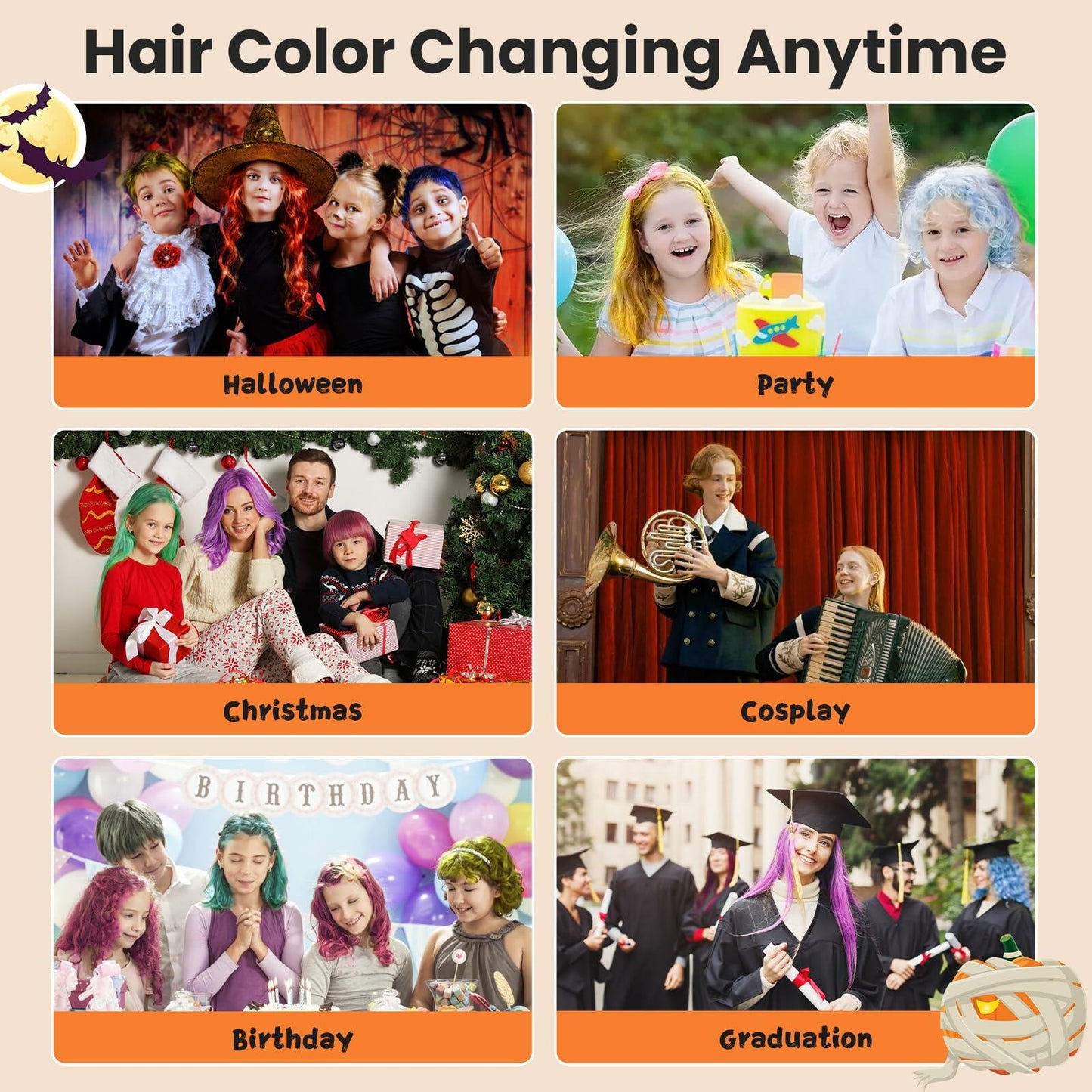 4 Colors Temporary Hair Wax for Kids Blue Green Red Gold Washable Hair Dye