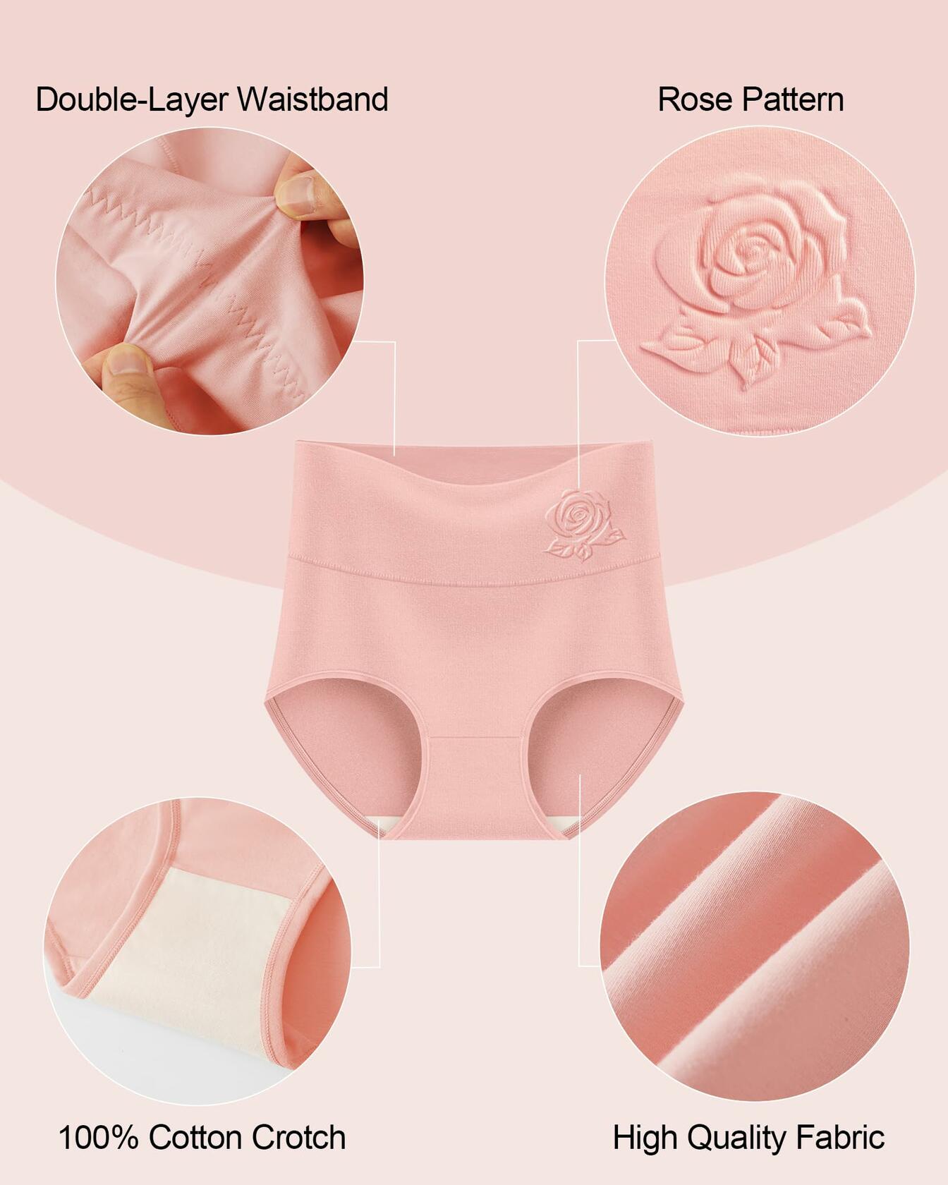 MEIYATING Women High Waisted Cotton Underwear Tummy Control Panties L