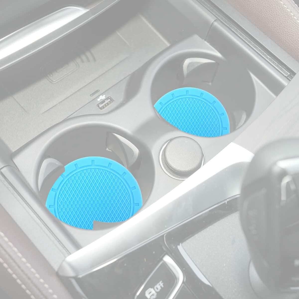 4-Pack Cup Holder Coasters 2.75” Non-Slip PVC Car Accessory Gray