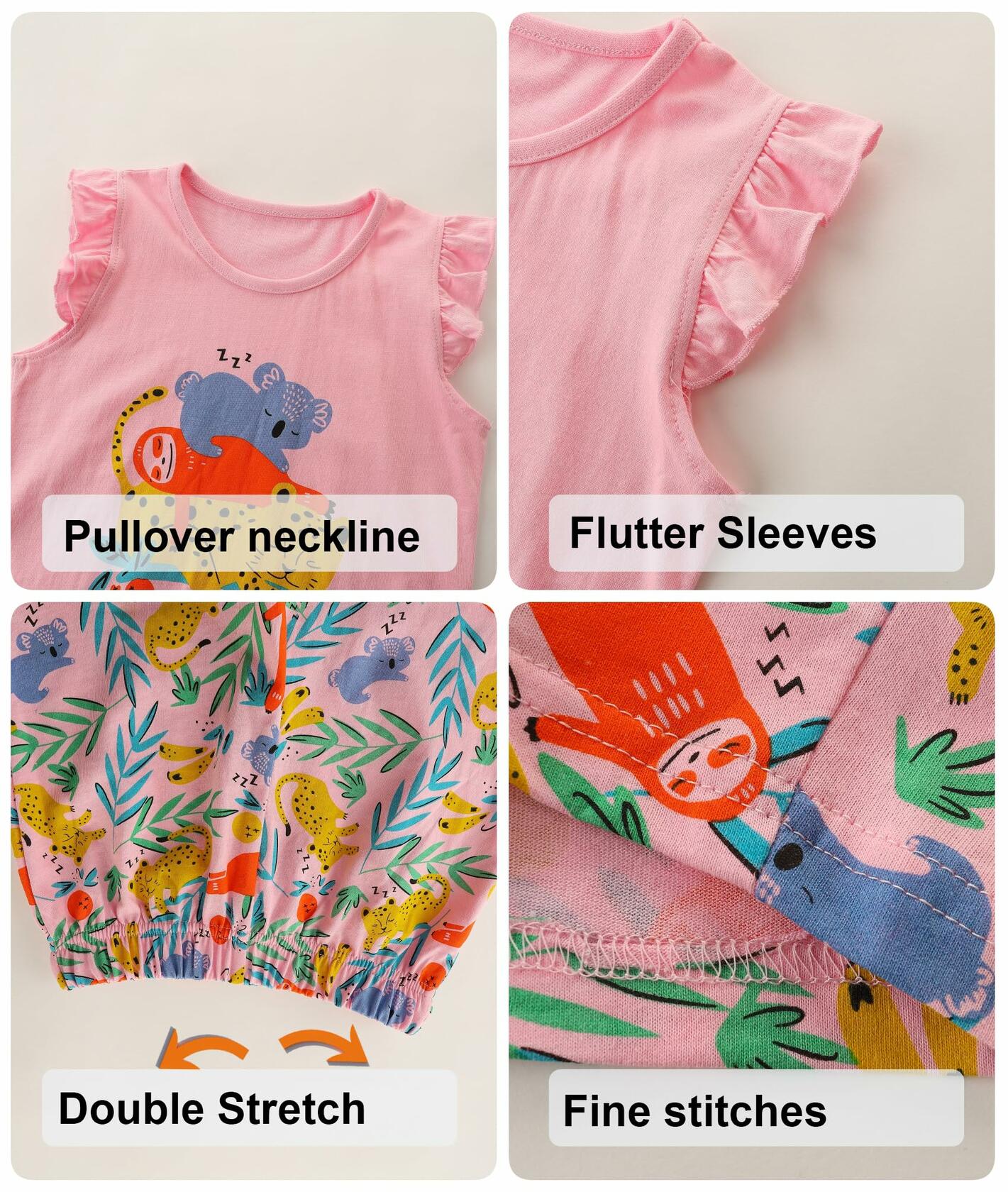 Zlwse Toddler Girls Summer Outfit Cotton Tank Top & Shorts Set 2T-7Y